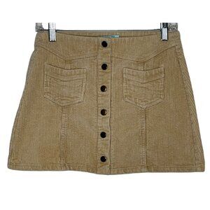 She and Sky Skirt Womens Corduroy Mini Flare Size Small Tan Brown Fall Casual